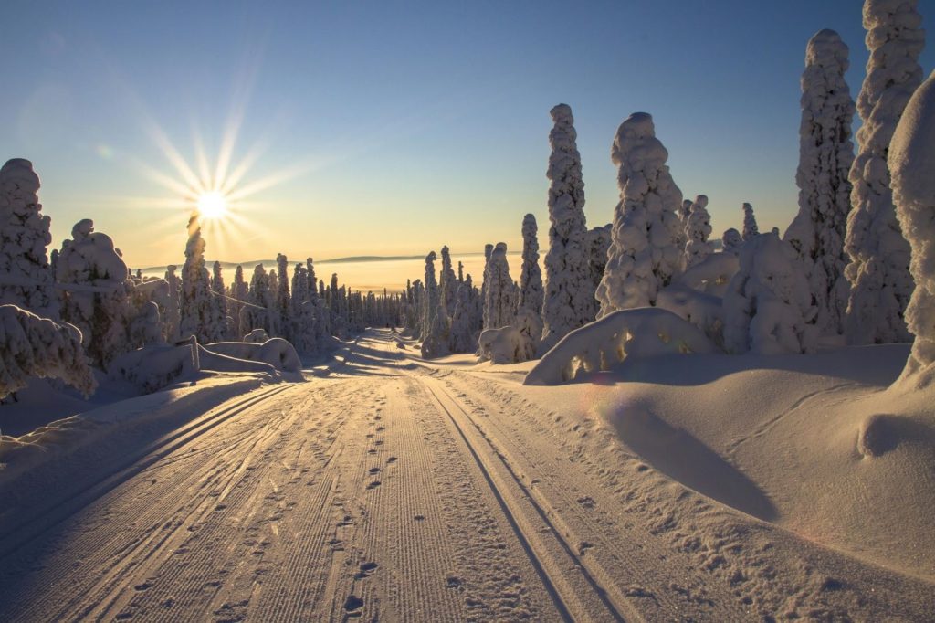 Lapland Finland Road covered in snow image screenshot